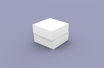 Square product box packaging mockup for brand advertising on a clean background.