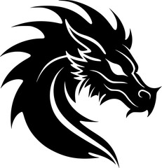 Obraz premium Dragon | Black and White Vector illustration