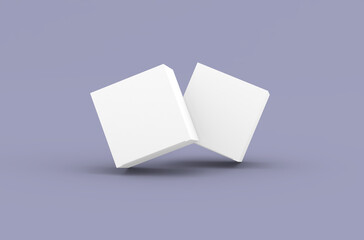 Square product box packaging mockup for brand advertising on a clean background.