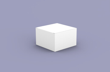 Square product box packaging mockup for brand advertising on a clean background.