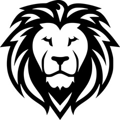 Fototapeta premium Lion - Black and White Isolated Icon - Vector illustration