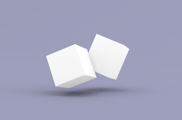 Square product box packaging mockup for brand advertising on a clean background.