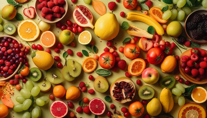 Fresh healthy fruits collection a generated by AI