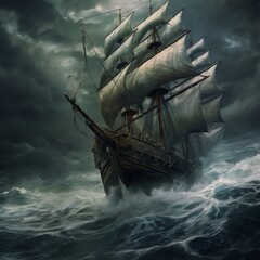 Old ship in the storm