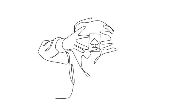 Animated self drawing of single continuous line draw for a Magician attraction. Magician concept illustration in simple linear style. Magician design concept animation. full length animation