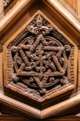 Ancient door with wooden David Star in Davids Samling Museum in Copenhagen