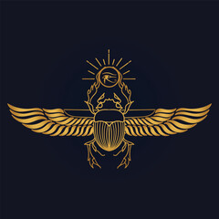  Egyptian Scarab bug with wings And ankh symbol