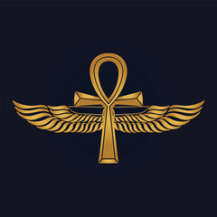  Egyptian Scarab bug with wings And ankh symbol