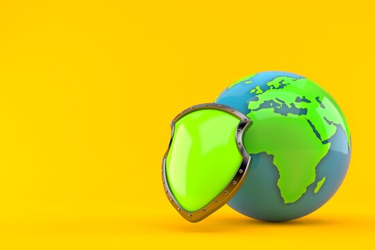 World globe with protective shield