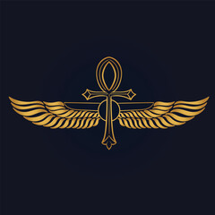  Egyptian Scarab bug with wings And ankh symbol