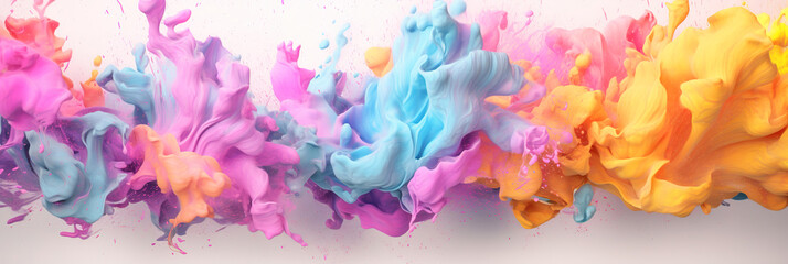  colorful banner gradient pastel splashes liquid paint color palette background, abstract geometric, generative ai.