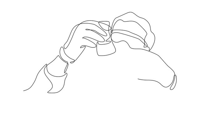 Animated self drawing of single continuous line draw for Laboratory Officer holding a laboratory test object. Chemical and laboratory design concept illustration in simple linear animation.