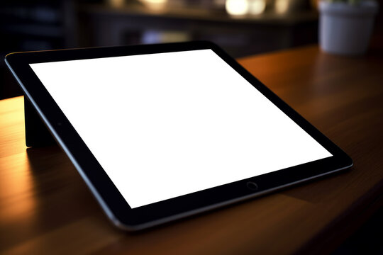 Sleek and modern tablet mockup with an empty white screen waiting to be filled with engaging and creative digital content, perfect for showcasing your latest design concepts. Generative AI Technology.
