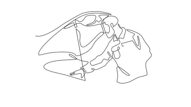 Animated self drawing of single continuous line draw for a mechanic is repairing the car. Automotive themes design concept illustration in simple linear animation. full length animation