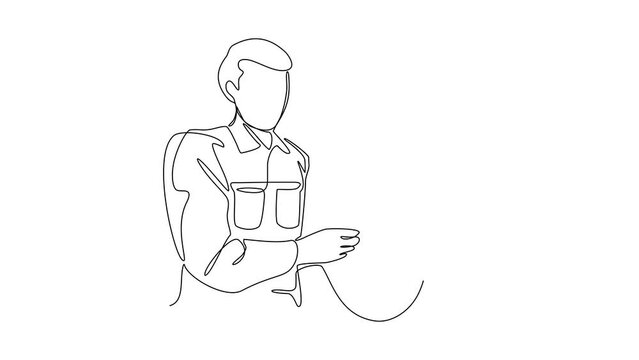 Animated self drawing of single continuous line draw for a mechanic is repairing the wheel car. Automotive themes design concept illustration in simple linear animation. full length animation