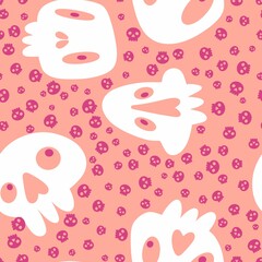 'Cartoon Halloween seamless skulls pattern for wrapping paper and linens and fabrics and kids clothes print