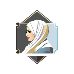Woman hijab logo with unique concept and business card design Premium Vector, Muslim fashion hijab logo design, beautiful headscarf for Muslim women