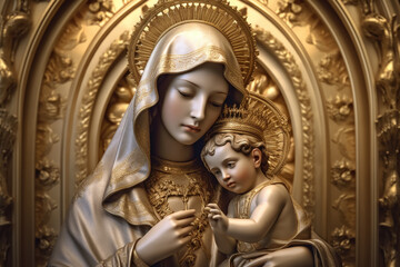 Virgen del Carmen, Blessed Virgin Mary. Faith, Bible, theology, Mother of God, Christianity, carmel. Mother of Jesus Christ, One of the central figures of European and world culture. Generative AI