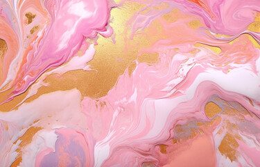 Fototapeta premium Pink and gold marble background made with AI generative technology