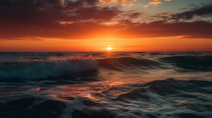 Breathtaking sunset over the ocean, with vibrant colors on the horizon