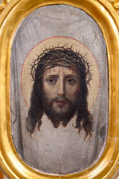 An Icon of the Face of Jesus. The Greek-Catholic Church of the Dormition of the Mother of God in Čemern&eacute;, Slovakia. 2023/02/05.