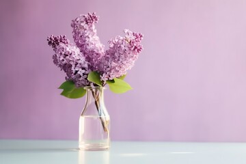 Scented lilac flowers in a glass of water.