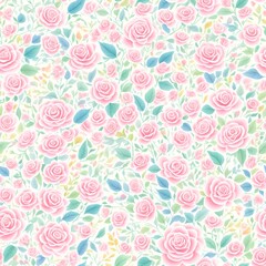 Elegant pattern of rose flowers isolated in a solid background great for textile print, background, handmade card design, invitations, wallpaper, packaging, interior or fashion designs. Generative AI.