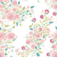 Elegant pattern of rose flowers isolated in a solid background great for textile print, background, handmade card design, invitations, wallpaper, packaging, interior or fashion designs. Generative AI.