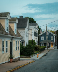 Houses on a street in Stonington, Connecticut