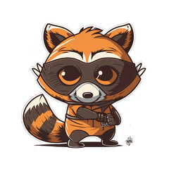 Whimsical Rascal: A Playful Raccoon with a Bandit Mask