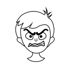 Boy icon on a white background with bright emotions. Anger. Vector stock illustration. isolated.