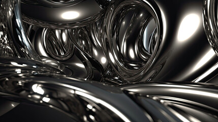Abstrakter 3D-Hintergrund mit ringähnlichen Elementen aus Chrom.
