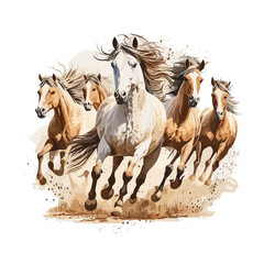 Unbridled Freedom: A Group of Galloping Wild Horses