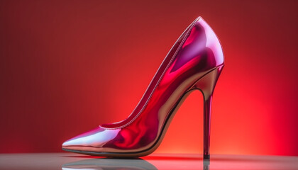 Red patent stiletto pumps exude sensuality and glamour effortlessly generated by AI
