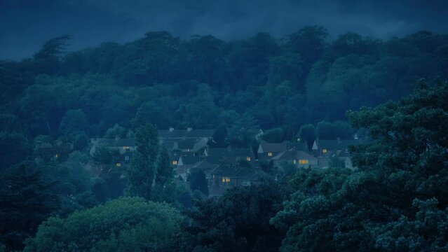 Houses In The Suburbs In The Evening