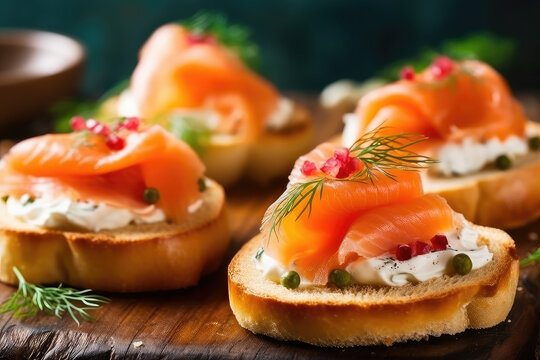 Salmon and cream cheese Bagel sandwich- ai generated