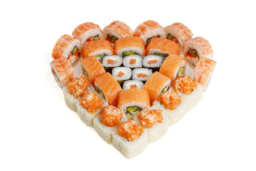 set of rolls in the form of a valentine on a white background 7