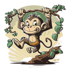 Swinging Adventures: A Playful Monkey in the Jungle