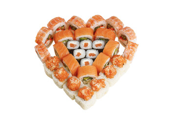 set of rolls in the form of a valentine on a white background 8