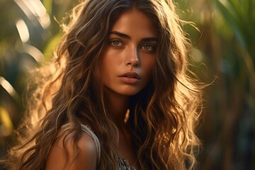 Naklejka premium AI generated beuatiful hippie girl