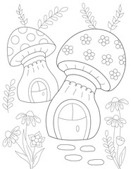 mushroom house coloring page. you can print it on 8.5x11 inch paper
