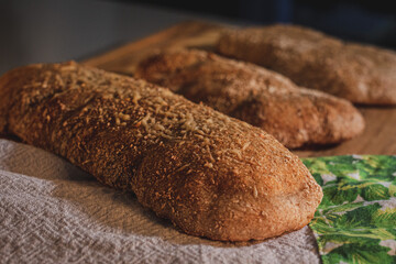 Pão ciabatta de fermentação natural feito em casa