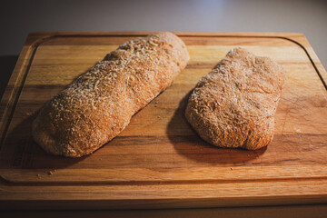 Pão ciabatta de fermentação natural feito em casa