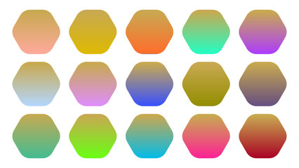 Colorful Fawn Color Shade Linear Gradient Palette Swatches Web Kit Rounded Hexagons Template Set