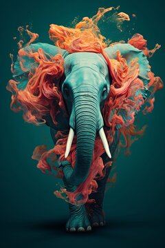 elefant in dynamic movements. Generative ai