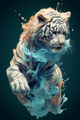 Tiger in dynamic movements. Generative ai