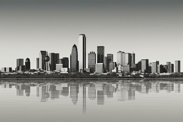 Fototapeta na wymiar Panoramic clip art of the Dallas skyline. Generative AI