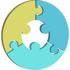 Infographic 3D Pie Flow Chart Jigsaw Puzzle Cycle Diagram with 3 Sections