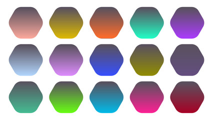 Colorful Smoke Color Shade Linear Gradient Palette Swatches Web Kit Rounded Hexagons Template Set.