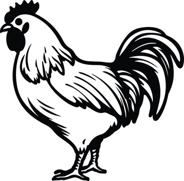 Chicken Logo Monochrome Design Style
